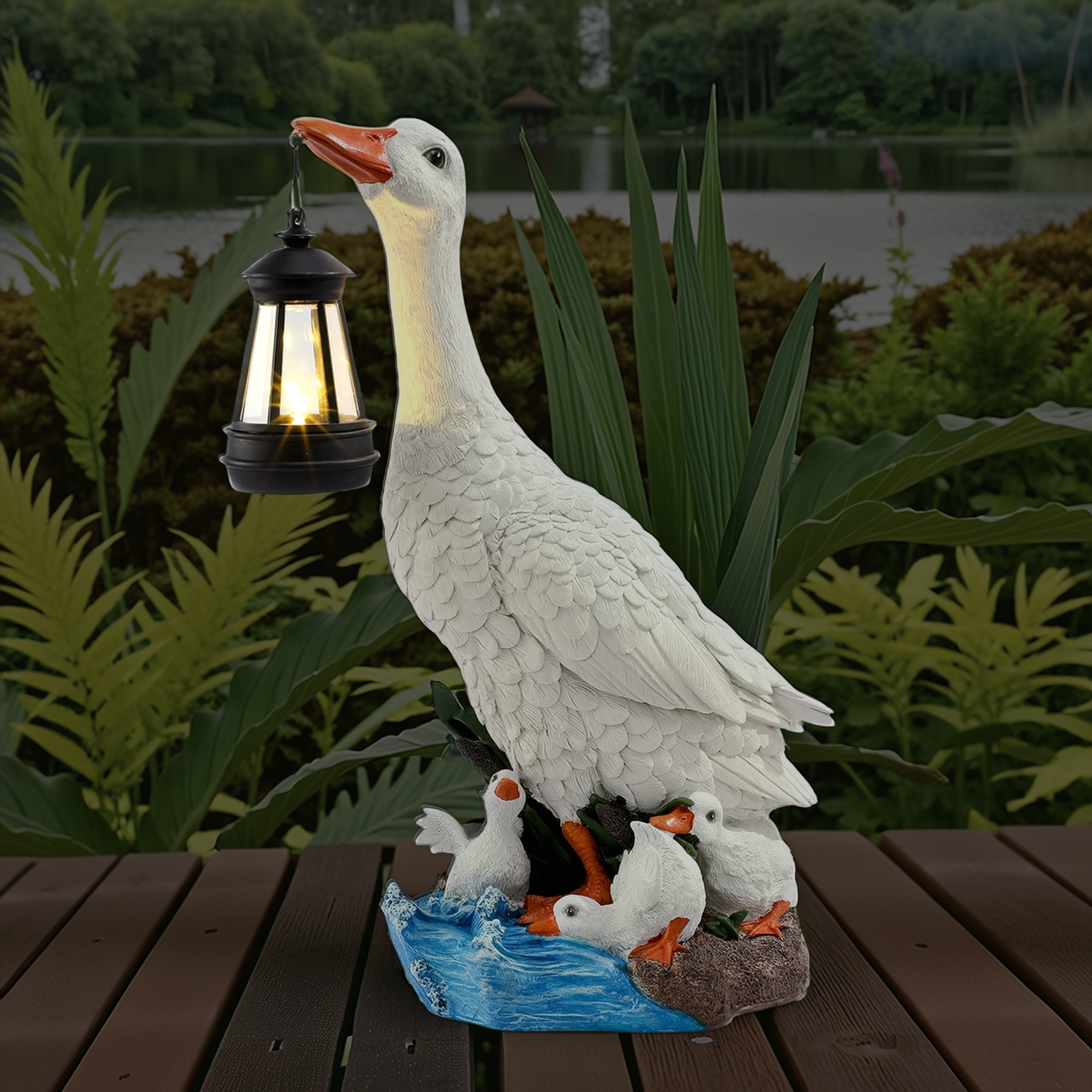 Bonsai Garden Ornaments - 14 inches Figurine Porch Duck Statue