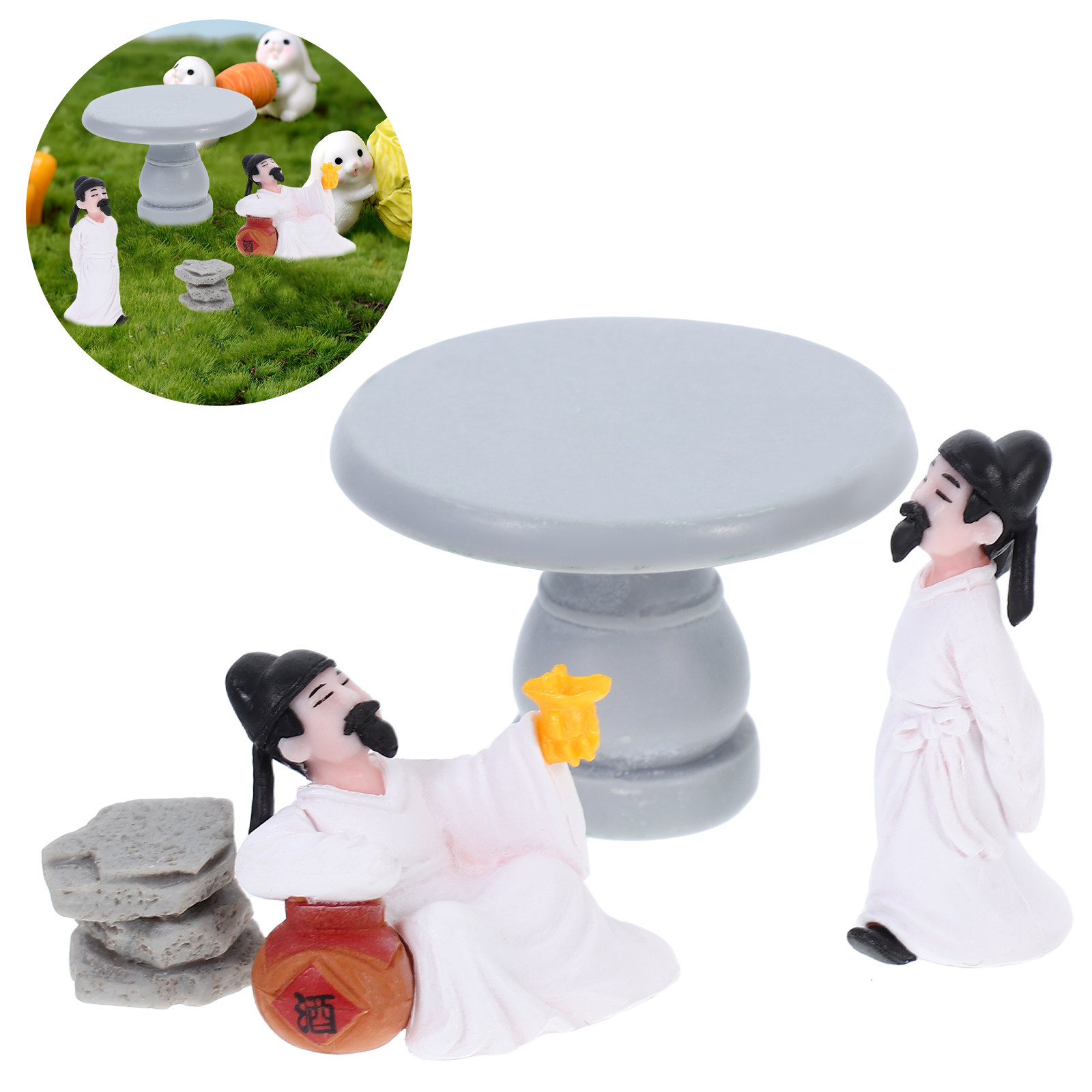 Bonsai Zen Garden Set - 4Pcs Traditional Chinese Li Table Chair