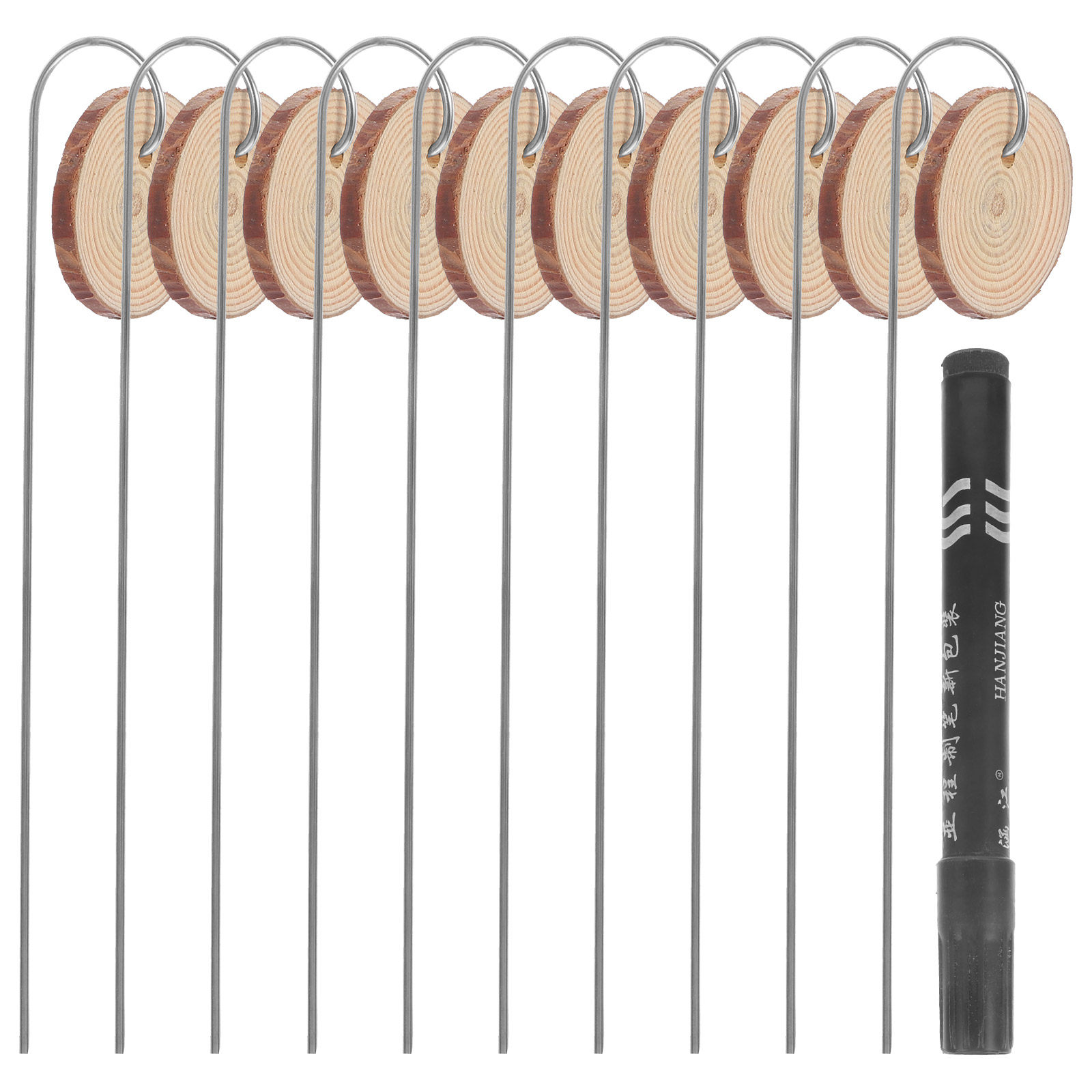 Bonsai Garden Nursery - 1Set Wooden Plant Label Stakes Round