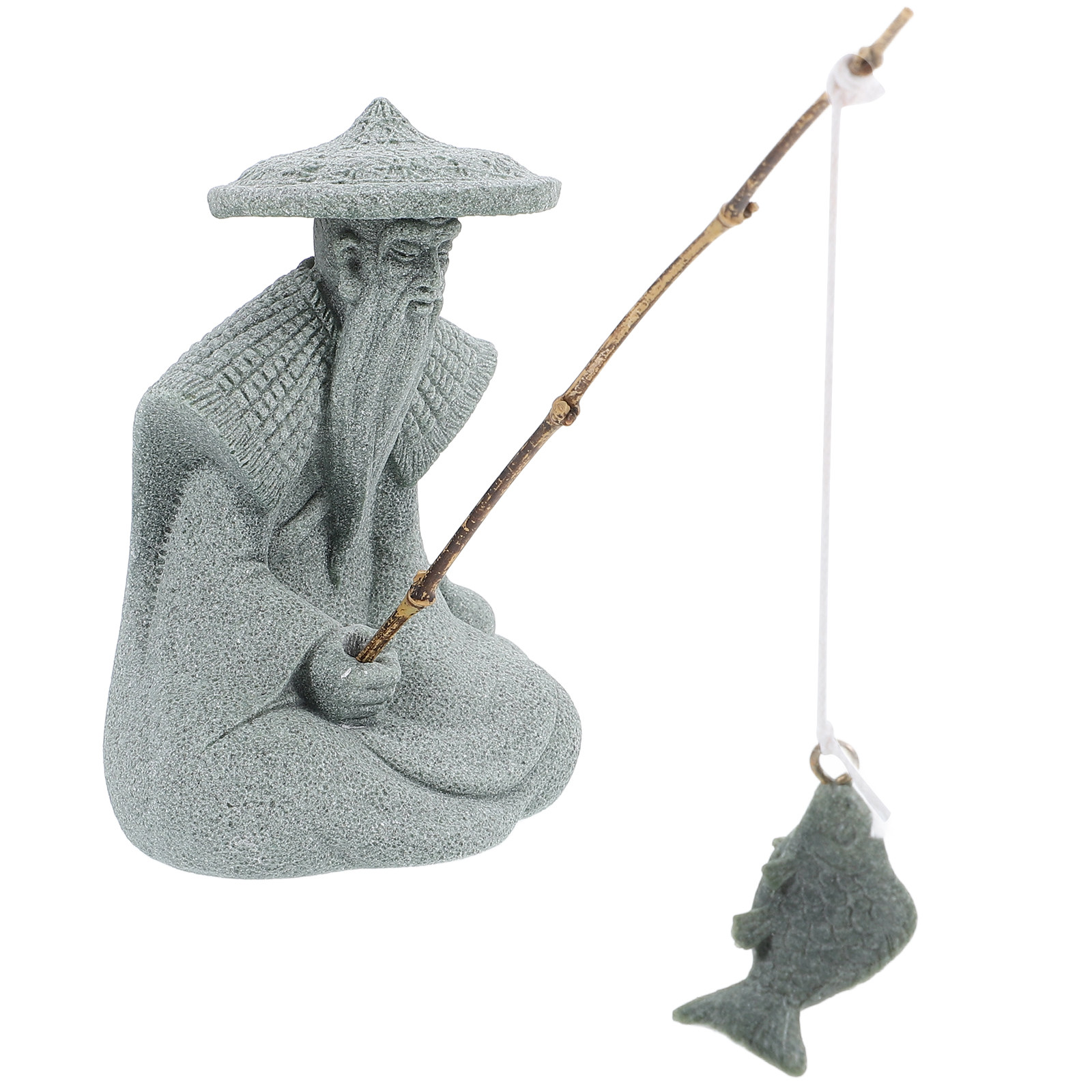 Bonsai Garden Ornaments - Small Resin Fisherman Statue Fish Tank