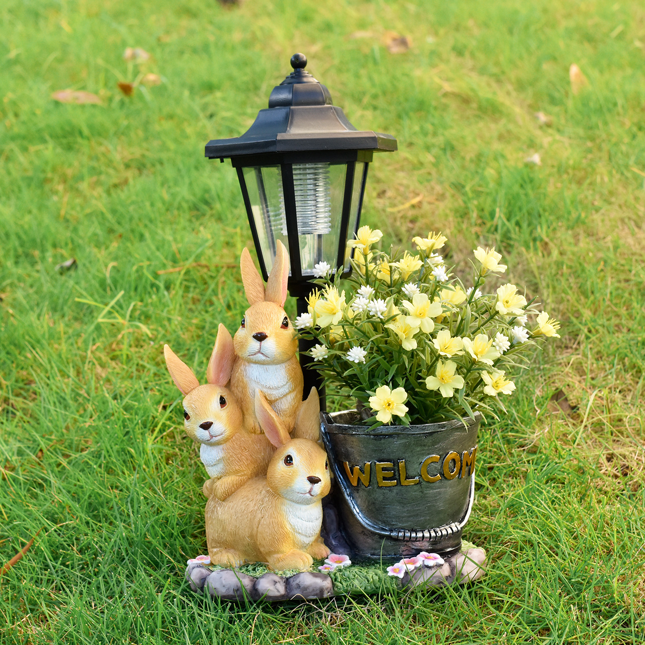 Landscape Bonsai Garden - New rabbit solar garden light ornament