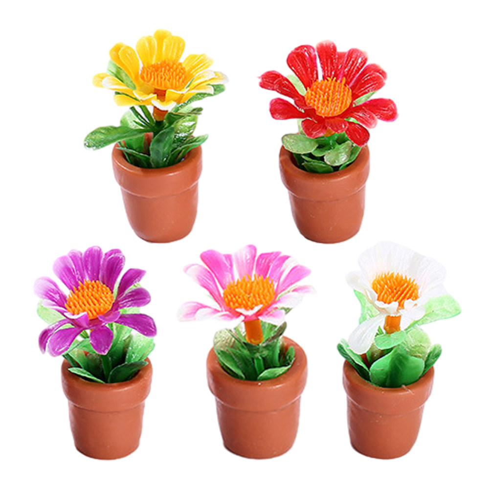 Bonsai Garden House - 5Pcs Miniature Bonsai Artificial Plants Pot