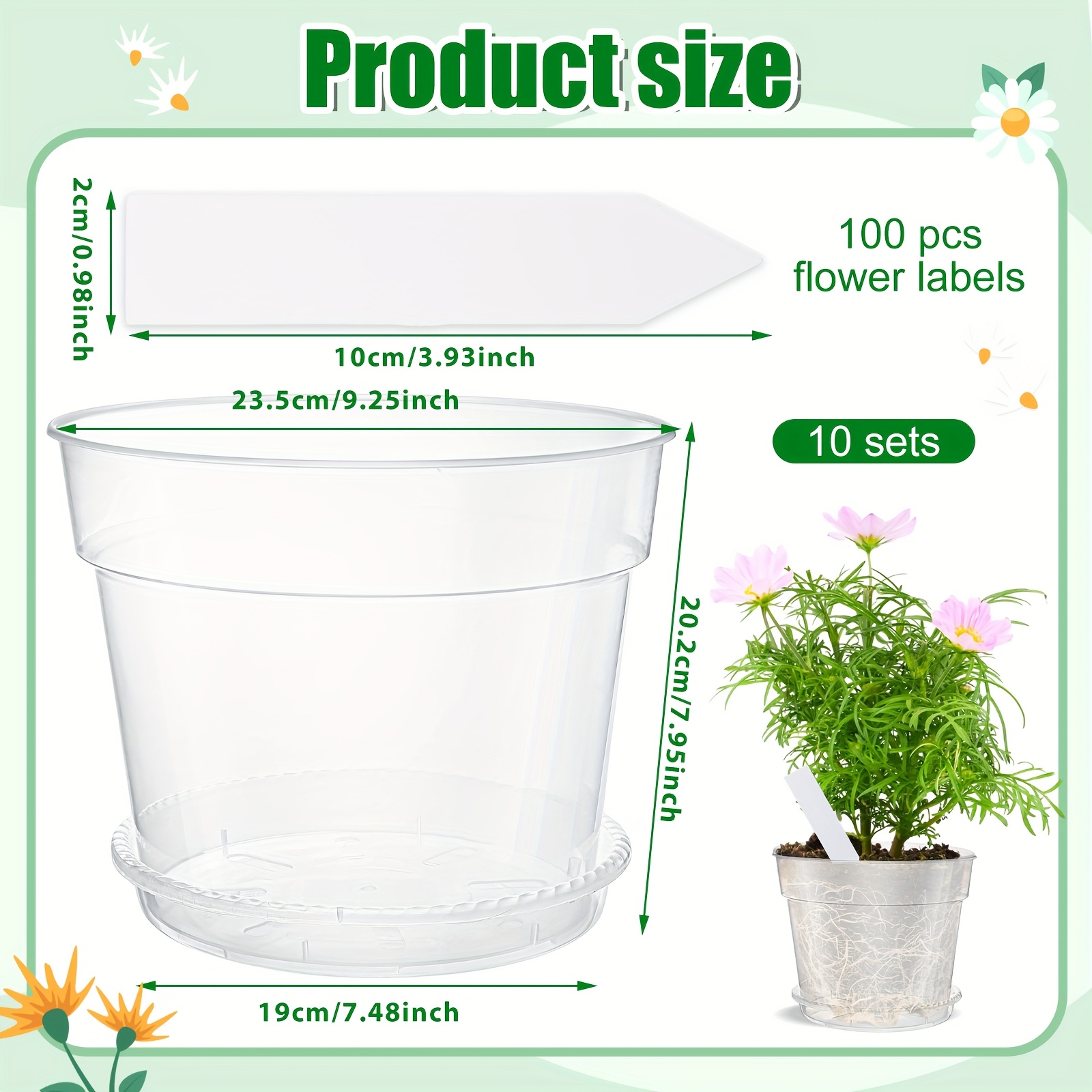 10pcs 9 Inch Clear Nursery Pot - Drip Tray Saucer recensione e prezzo